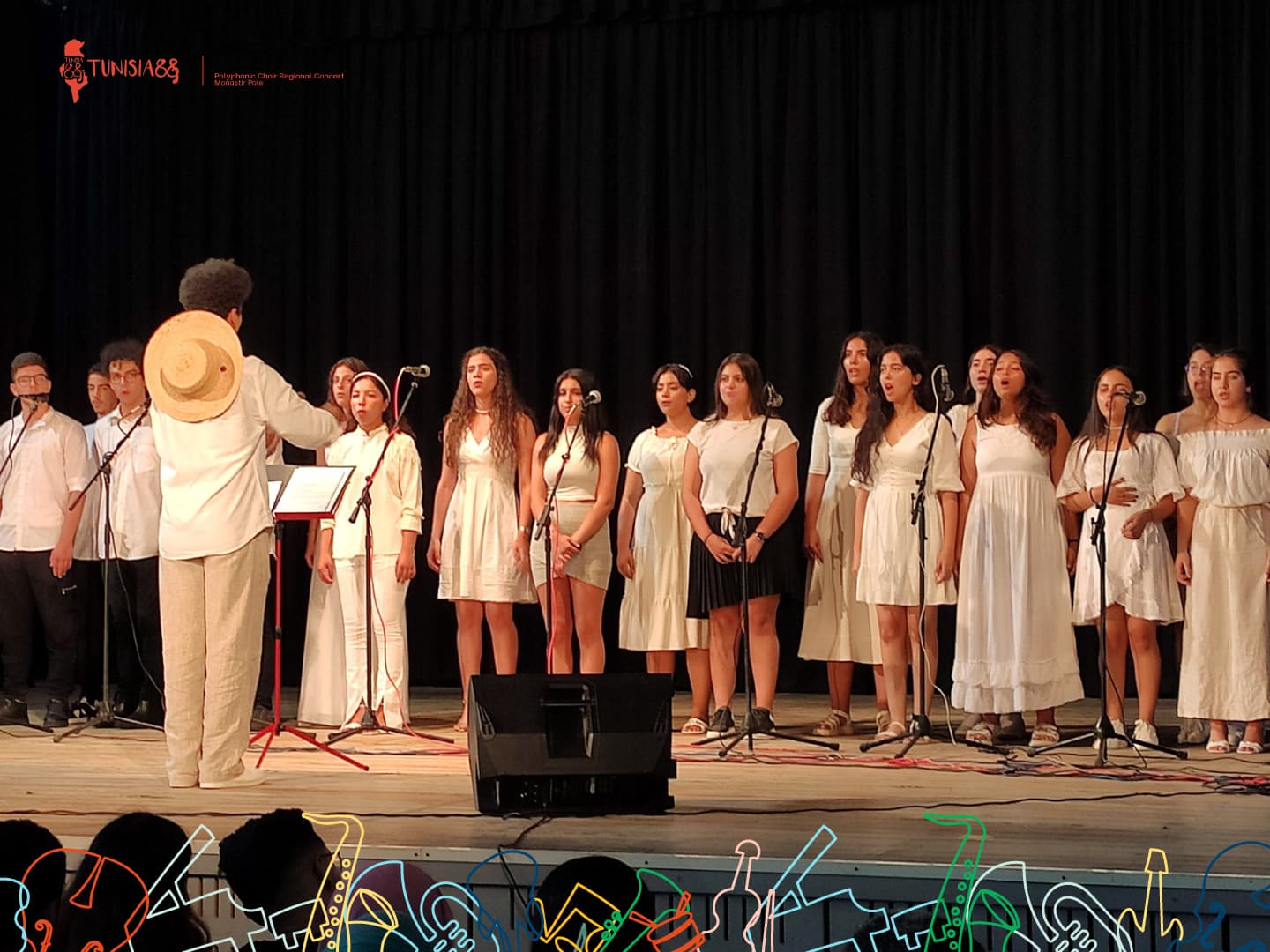 Polyphonic choir performing on stage